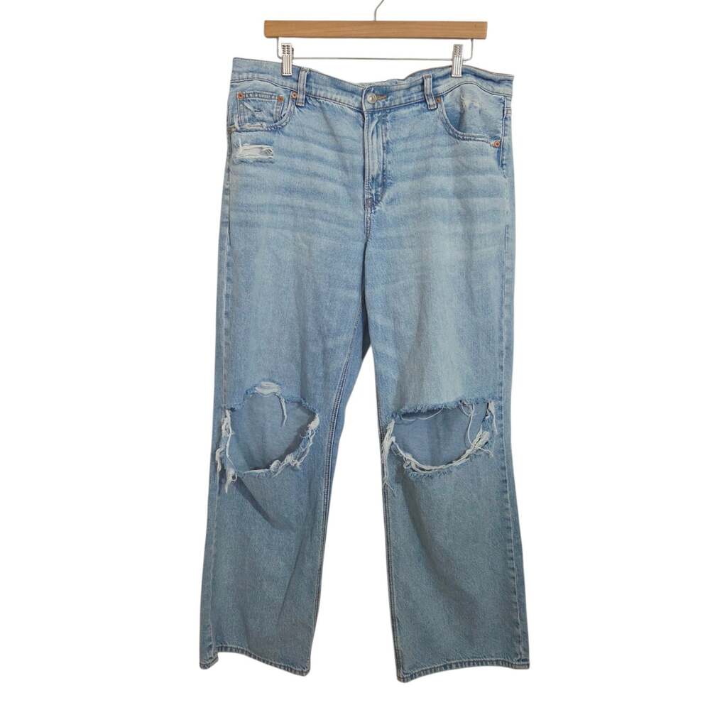 American Eagle Stovepipe Strigid Trashed Distressed Denim Jeans Women's 16 Long